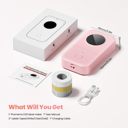 Phomemo Label Maker, Bluetooth Mini Portable Label Printer for Home School | Small Label Maker Machine with Tape, Lightweight Rich Templates Fonts Icons for Home, School Classroom Name Label, Office