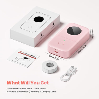 Phomemo Label Maker, Bluetooth Mini Portable Label Printer for Home School | Small Label Maker Machine with Tape, Lightweight Rich Templates Fonts Icons for Home, School Classroom Name Label, Office
