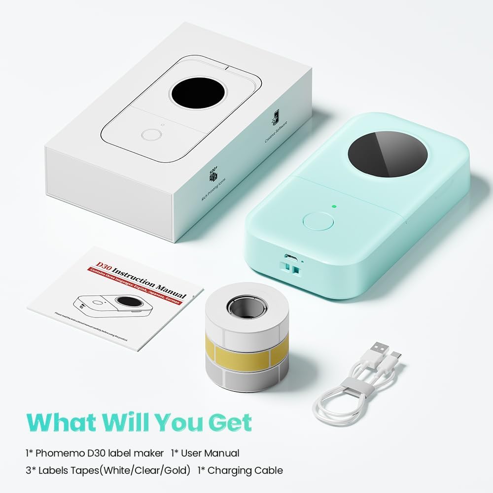 Phomemo Label Maker, Bluetooth Mini Portable Label Printer for Home School | Small Label Maker Machine with Tape, Lightweight Rich Templates Fonts Icons for Home, School Classroom Name Label, Office