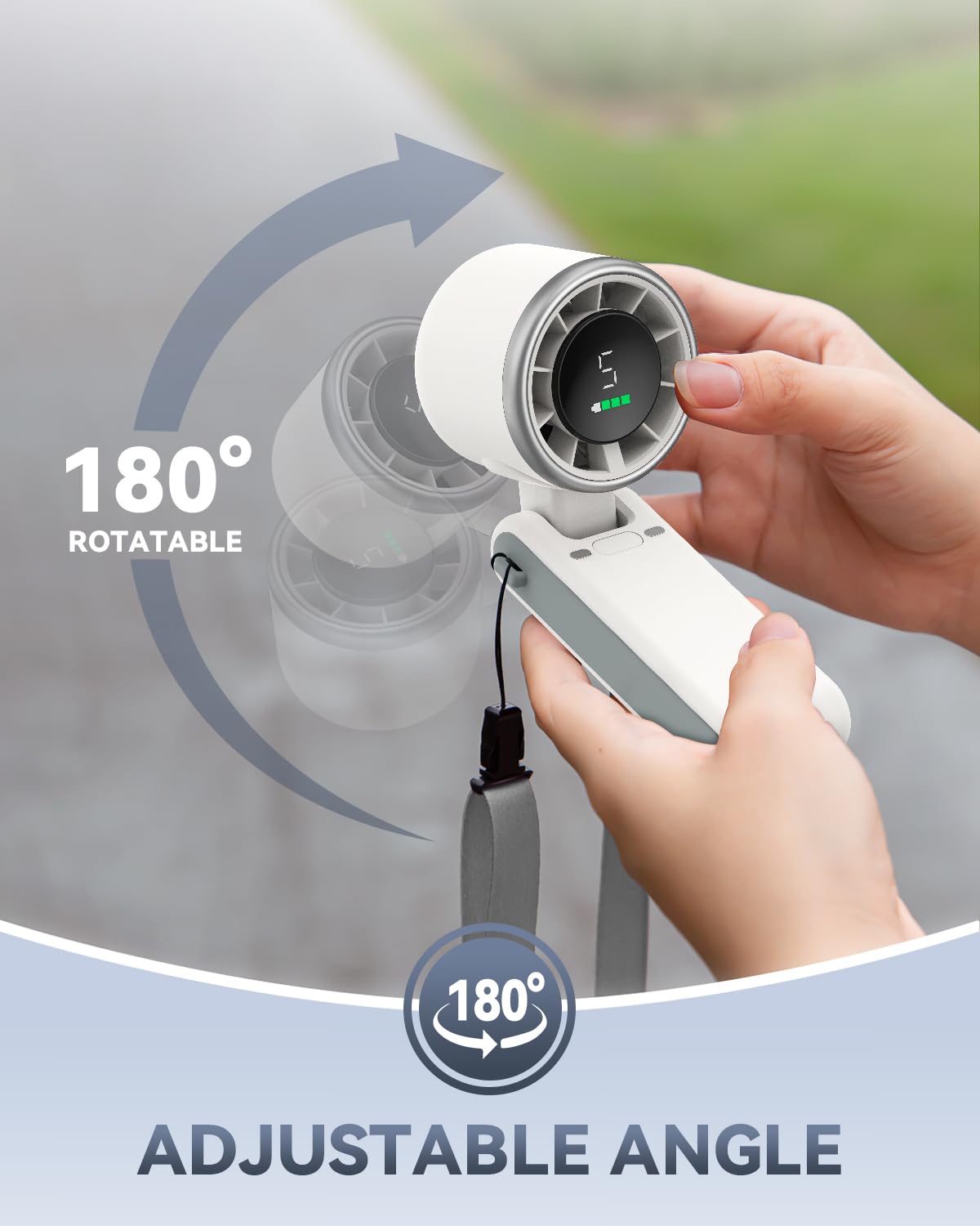 PlayHot Portable Handheld Turbo Fan, Travel Essentials, Gifts for Women/Men | 5-Speed, Up to 12H, 10m/s Airflow, USB-C Rechargeable, LED Display, 3-in-1 Foldable Personal Fan for Cruise, Beach, Vacation