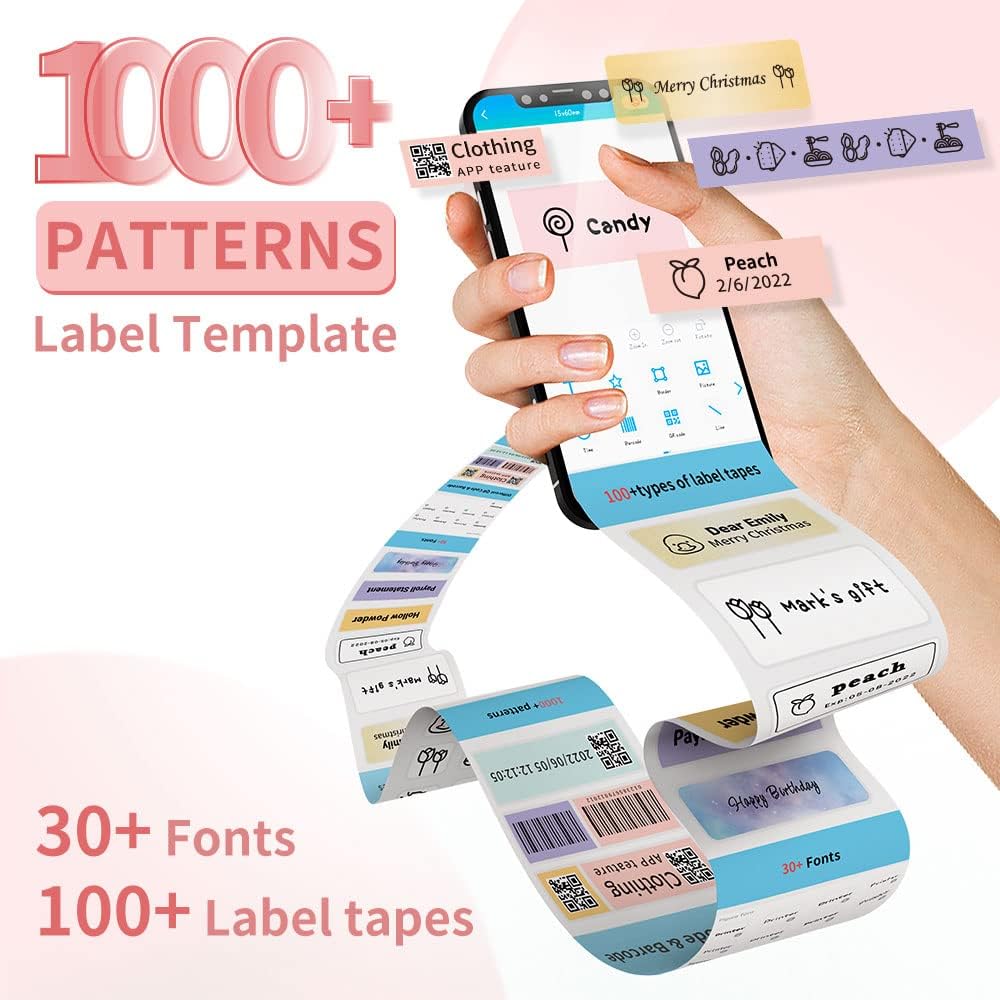 Phomemo Label Maker, Bluetooth Mini Portable Label Printer for Home School | Small Label Maker Machine with Tape, Lightweight Rich Templates Fonts Icons for Home, School Classroom Name Label, Office