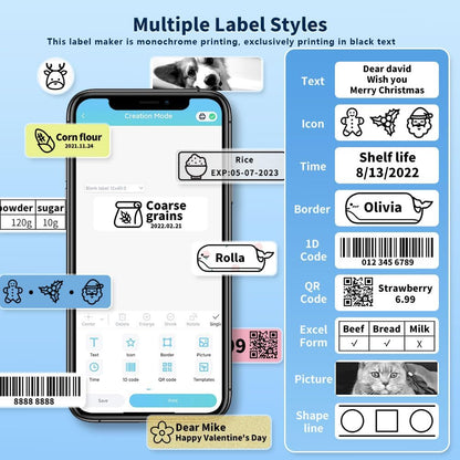 Phomemo Label Maker, Bluetooth Mini Portable Label Printer for Home School | Small Label Maker Machine with Tape, Lightweight Rich Templates Fonts Icons for Home, School Classroom Name Label, Office