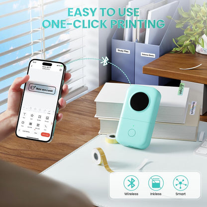 Phomemo Label Maker, Bluetooth Mini Portable Label Printer for Home School | Small Label Maker Machine with Tape, Lightweight Rich Templates Fonts Icons for Home, School Classroom Name Label, Office