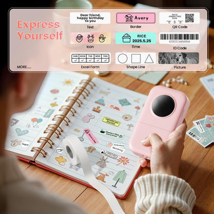 Phomemo Label Maker, Bluetooth Mini Portable Label Printer for Home School | Small Label Maker Machine with Tape, Lightweight Rich Templates Fonts Icons for Home, School Classroom Name Label, Office