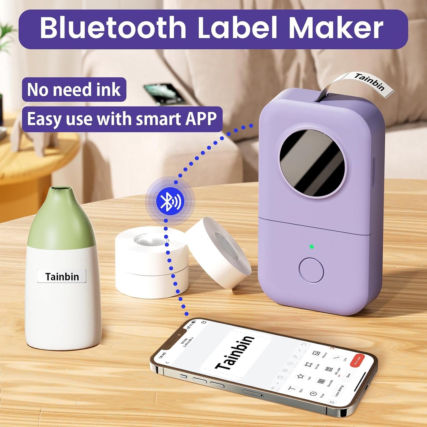 Phomemo Label Maker, Bluetooth Mini Portable Label Printer for Home School | Small Label Maker Machine with Tape, Lightweight Rich Templates Fonts Icons for Home, School Classroom Name Label, Office