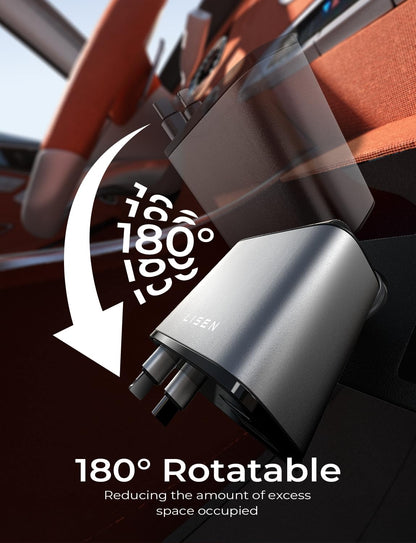 LISEN Retractable Car Charger, 84W Car Charger USB C Fast Charge, 4 in 1 | Cigarette Lighter Adapter, Car Accessories, Birthday Gifts for Men Women Dad Mom Husband, for iPhone 17 16 15 14 13 12 X