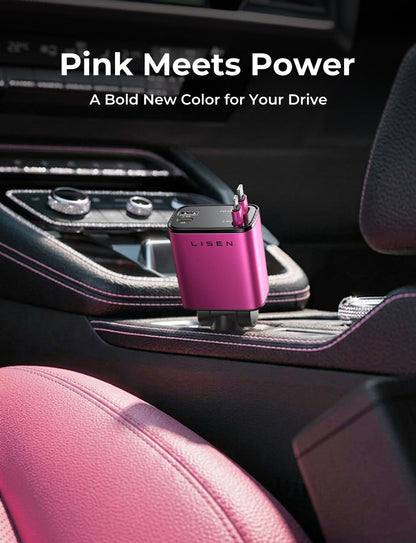 LISEN Retractable Car Charger, 84W Car Charger USB C Fast Charge, 4 in 1 | Cigarette Lighter Adapter, Car Accessories, Birthday Gifts for Men Women Dad Mom Husband, for iPhone 17 16 15 14 13 12 X