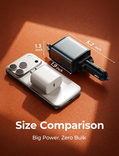 LISEN Retractable Car Charger, 84W Car Charger USB C Fast Charge, 4 in 1 | Cigarette Lighter Adapter, Car Accessories, Birthday Gifts for Men Women Dad Mom Husband, for iPhone 17 16 15 14 13 12 X